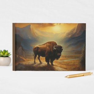 Livro De Visitas Buffalo Bison Sunset Silhouette