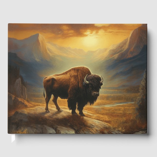 Livro De Visitas Buffalo Bison Sunset Silhouette (Frente)