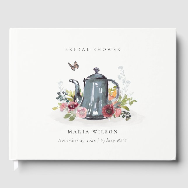 Livro De Visitas Bule Charming Rosas Flores Chaleira de Chá Festa d (Frente)