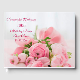 Livro De Visitas Buquê De Rosas Rosa 100º Aniversário