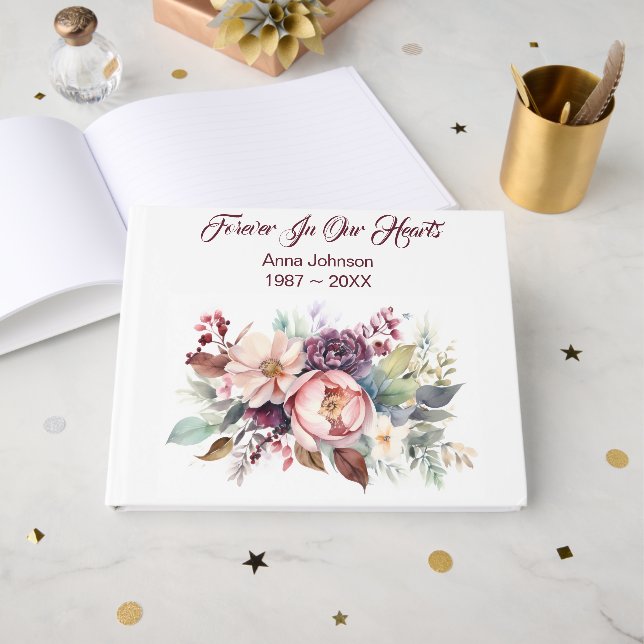 Livro De Visitas Buquê Floral Sobre Branco (Frente aberta)