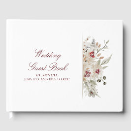 Livro De Visitas Burgundy e Ivory Floral Wedding