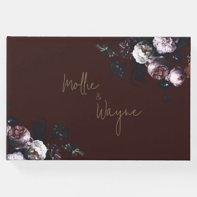 Livro De Visitas Burgundy Floral Guest Book (Frente)