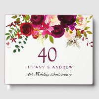 Burgundy Red Floral Boho 40º Aniversário de Casame