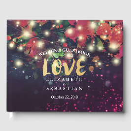 Livro De Visitas Burgundy Red Floral String Light