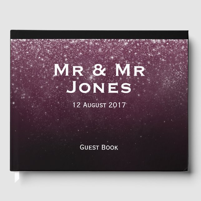 Livro De Visitas Burgundy Sparkle Sr. e Sr. Wedding (Frente)