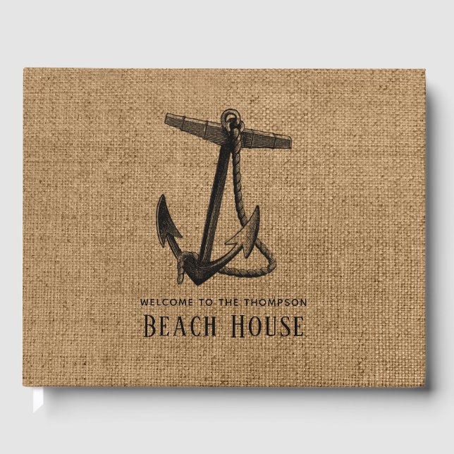 Livro De Visitas Burlap Anchor Beach House (Frente)