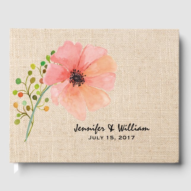 Livro De Visitas Burlap e Poppy Weds Guest Book (Frente)