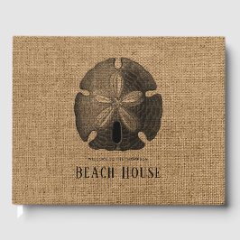Livro De Visitas Burlap Sand Dollar Shell Beach House