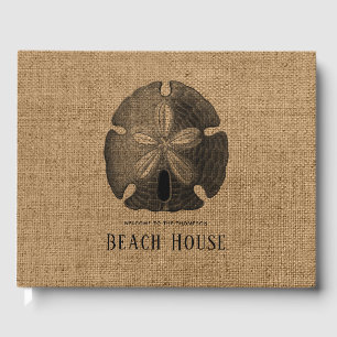 Livro De Visitas Burlap Sand Dollar Shell Beach House