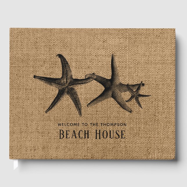 Livro De Visitas Burlap Starfish Family Beach House (Frente)