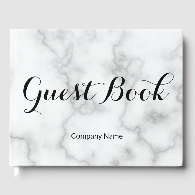 Livro De Visitas Business Faux White Marble Company Name Modelo (Frente)