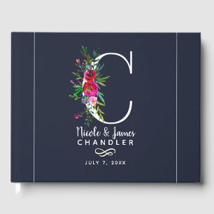 Livro De Visitas C Letra Inicial Monograma Floral Nome Casamento