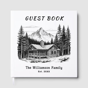 Livro De Visitas Cabana Rústica na Floresta da Montanha com Nome da