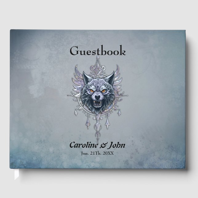 Livro De Visitas Cabeça mística de lobo. (Frente)