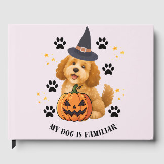 Livro De Visitas Cachorro de Halloween Fofinho de Poodle Bruxa com 