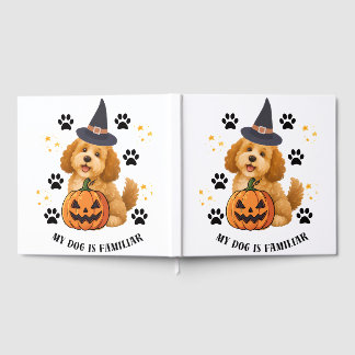 Livro De Visitas Cachorro de Halloween Fofinho de Poodle Bruxa com 