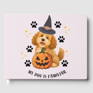 Livro De Visitas Cachorro de Halloween Fofinho de Poodle Bruxa com 