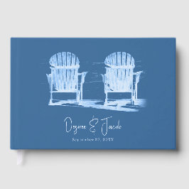 Livro De Visitas Cadeiras de Praia Adirondack Azul Azure Branco Cas