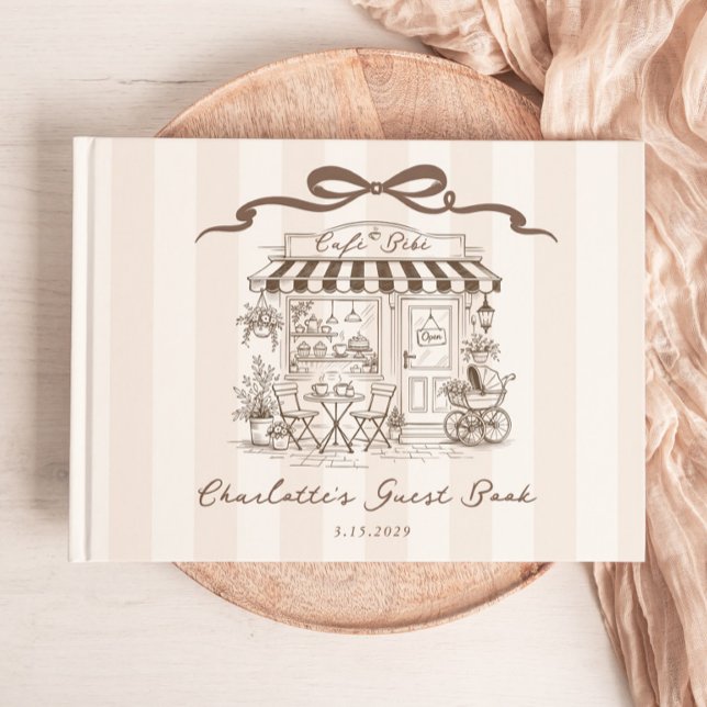 Livro De Visitas Cafe Bebe Gender neutral Handdrawn Bow Baby Shower (Criador carregado)