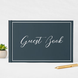 Livro De Visitas Caligrafia Azul-Marinho Limpa e Simples