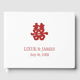 Livro De Visitas Caligrafia chinesa asiática de dupla felicidade br