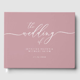 Livro De Visitas Caligrafia de Casamento Elegante Rosa Bege