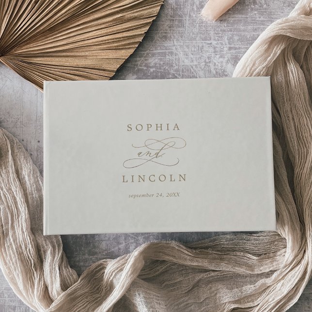 Livro De Visitas Caligrafia Dourada romântica | Casamento por Monog (Criador carregado)