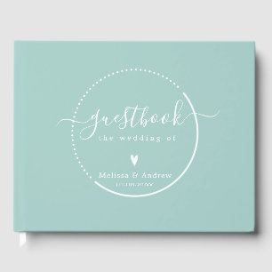 Livro De Visitas Caligrafia Elegante - Casamento Verde Teal