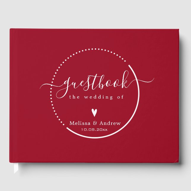 Livro De Visitas Caligrafia Elegante - Casamento Vermelho Carmine (Frente)