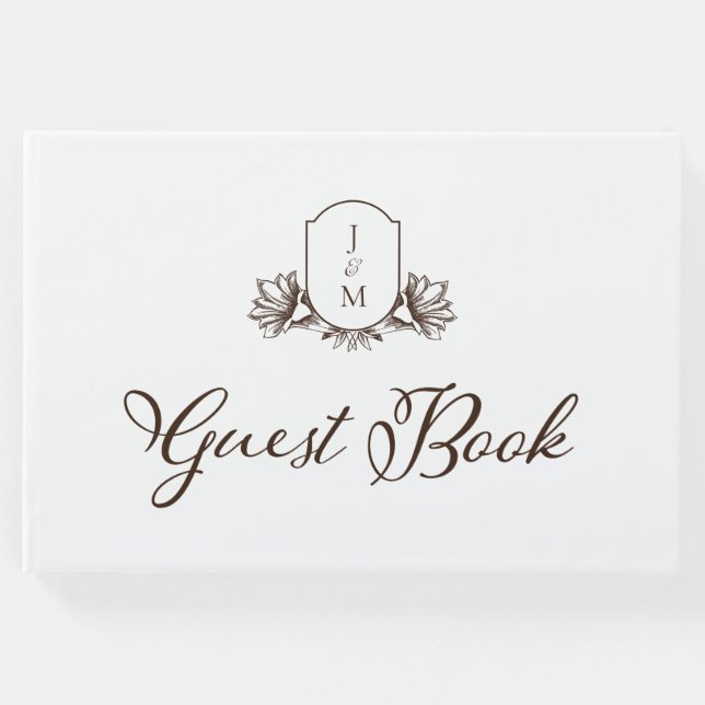 Livro De Visitas Caligrafia Elegante e Monograma Botânico (Frente)