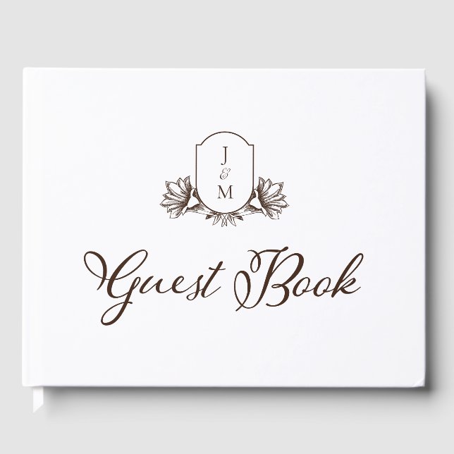 Livro De Visitas Caligrafia Elegante e Monograma Botânico (Frente)