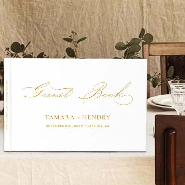 Livro De Visitas Caligrafia Elegante Simples Branco e Casamento Dou (Criador carregado)