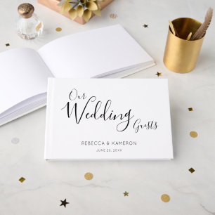 Livro De Visitas Caligrafia Elegante Simples Para Convidados De Cas