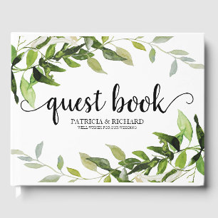 Livro De Visitas Caligrafia Elegante Vegetação Botânica Casamento