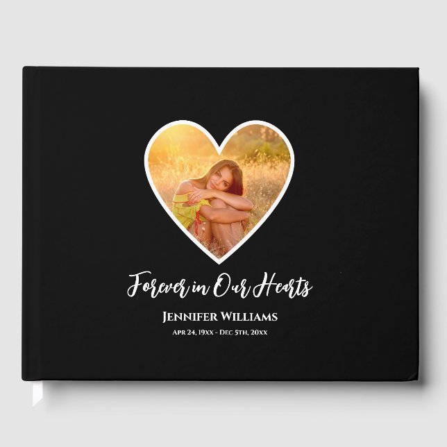 Livro De Visitas Caligrafia moderna do coração negro (Frente)