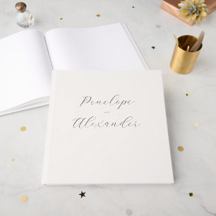 Livro De Visitas Caligrafia Preta Elegante Com Acentos Dourados