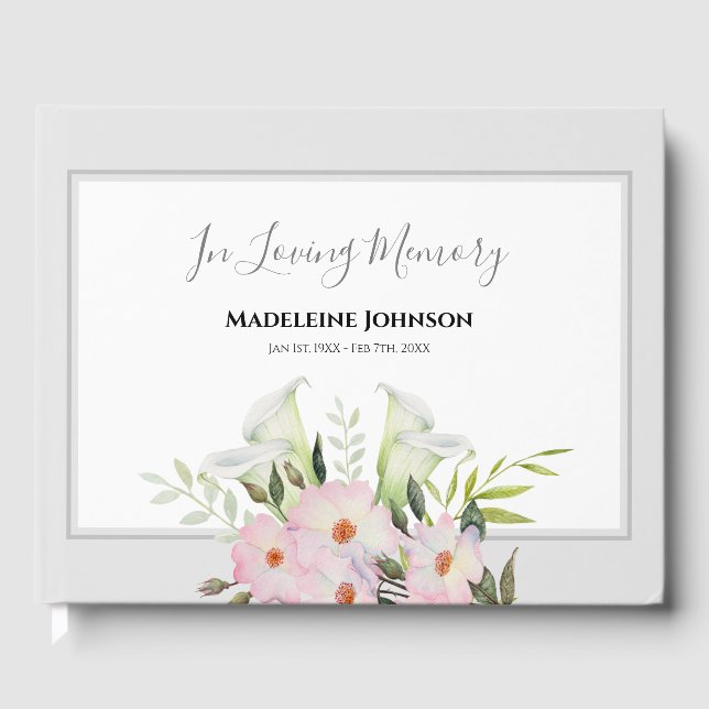 Livro De Visitas Calla Rosa Lily, Calla Branco Funeral (Frente)