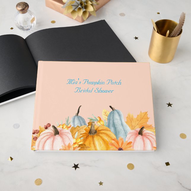 Livro De Visitas campo de abóbora rosa chá de noiva casamento (Frente aberta)