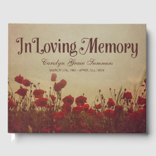 Livro De Visitas Campo rústico da papoila em memória Loving