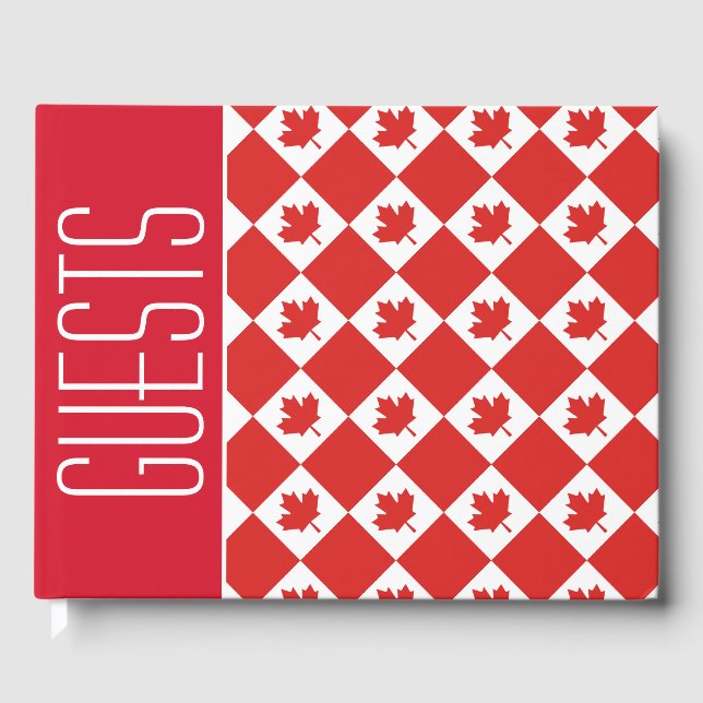Livro De Visitas CANADÁ FLAG | Folha de Maple | Personalizado | Can (Frente)