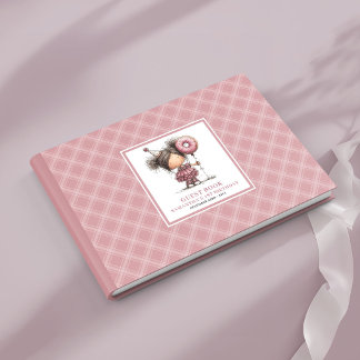 Livro De Visitas Caprichoso rosa empoeirado aniversário de 4 anos d