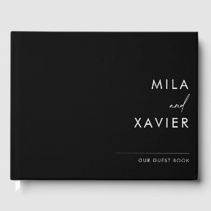 Livro De Visitas Carbono Preto Manual de Casamento Mínimo Moderno