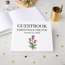 Livro De Visitas Cardo Floral Casamento Aquarela Escocesa