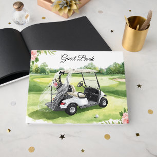 Livro De Visitas Carrinho de golfe de casamento de golfe na grama v