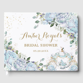 Livro De Visitas Carruagem de Abóbora Princesa Floral Azul Vintage 