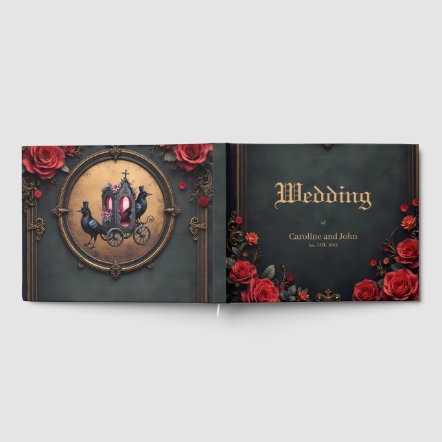 Livro De Visitas Carruagem gótica com Ravens e Rosas. (Completo)