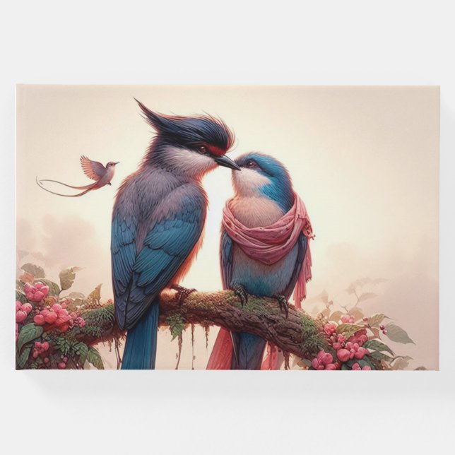 Livro De Visitas Cartão de agradecimento plano de dois pássaros (Frente)