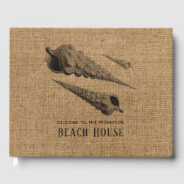 Livro De Visitas Casa de Praia Família Burlap Shells