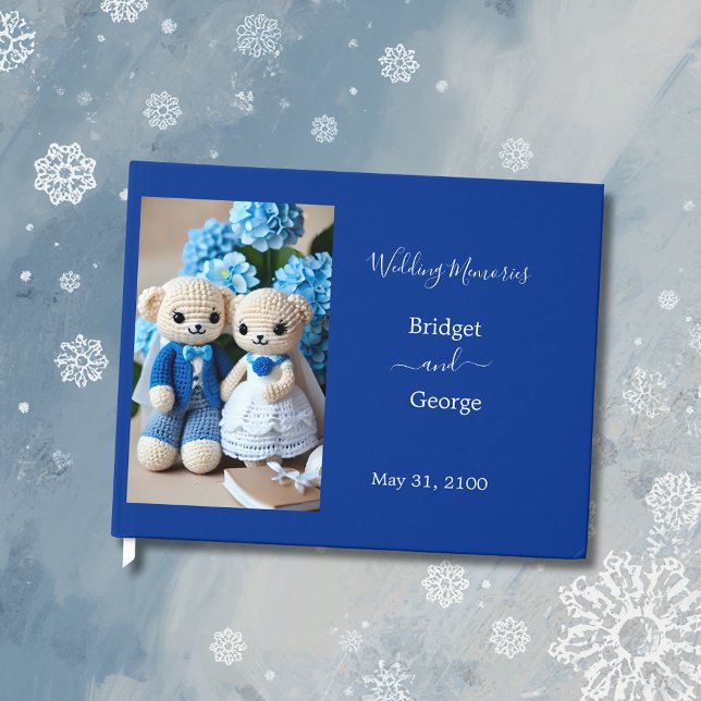 Livro De Visitas casal de casamento de crochê azul e branco (Criador carregado)